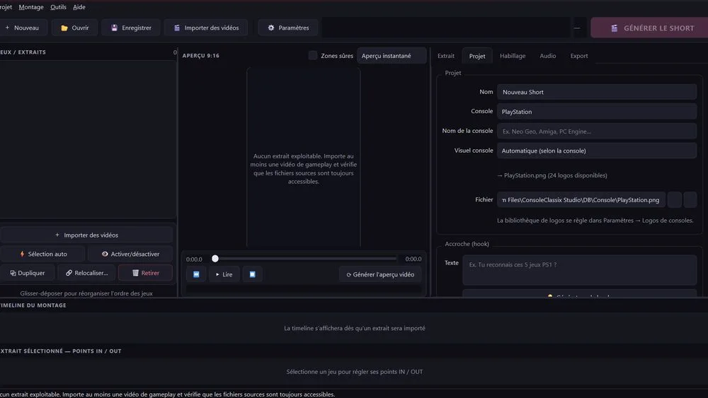 ConsoleClassix Studio — logiciel de montage vidéo pour shorts