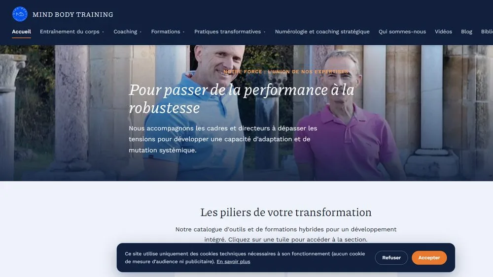 Site internet de Mind Body Training